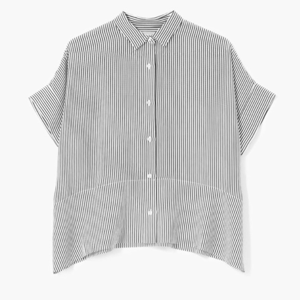 Everlane short sleeve silk square top in stripe